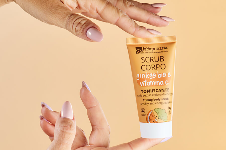 Scrub corpo tonificante Ginkgo Bio e Vitamina C – Travel Size 30ml