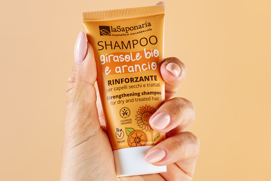 Shampoo rinforzante Girasole Bio e Arancio – Travel Size 30ml